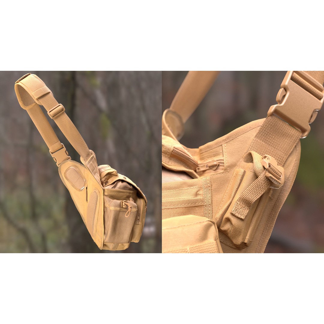 Tactical Shoulder Bag 126 3D Model – Rigged Low-Poly Asset for Metahumans - View 8