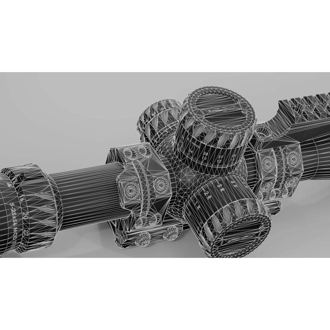 Tangent Theta 5-25x56mm Scope 3D Model – Low Poly PBR Game Asset, FBX - View 19