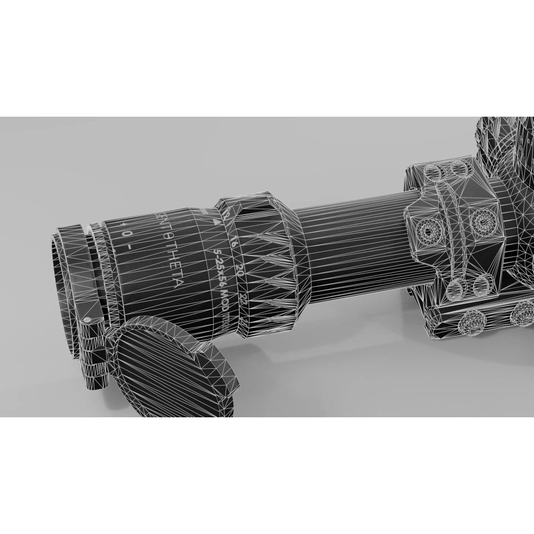 Tangent Theta 5-25x56mm Scope 3D Model – Low Poly PBR Game Asset, FBX - View 22