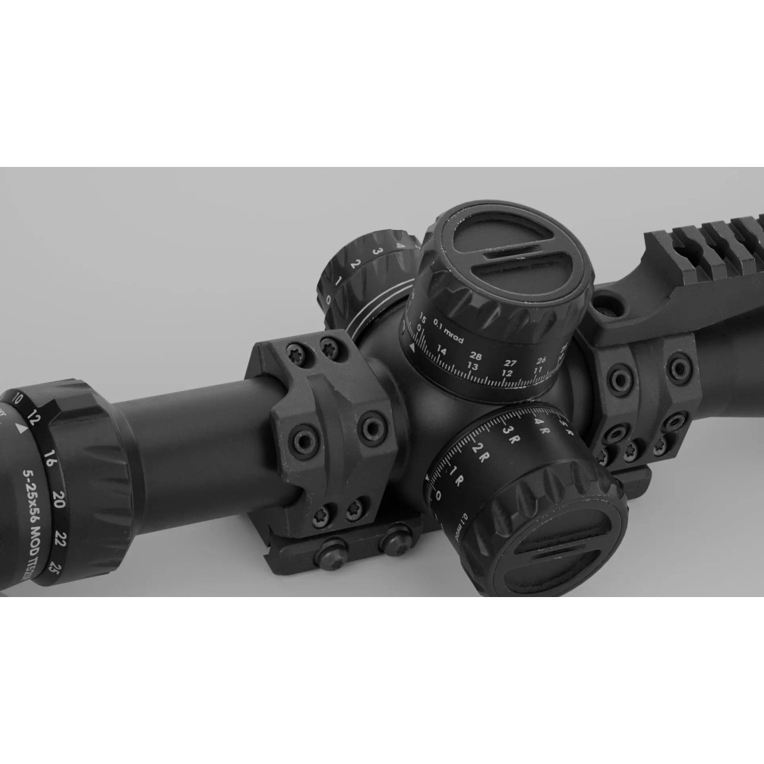Tangent Theta 5-25x56mm Scope 3D Model – Low Poly PBR Game Asset, FBX - View 7