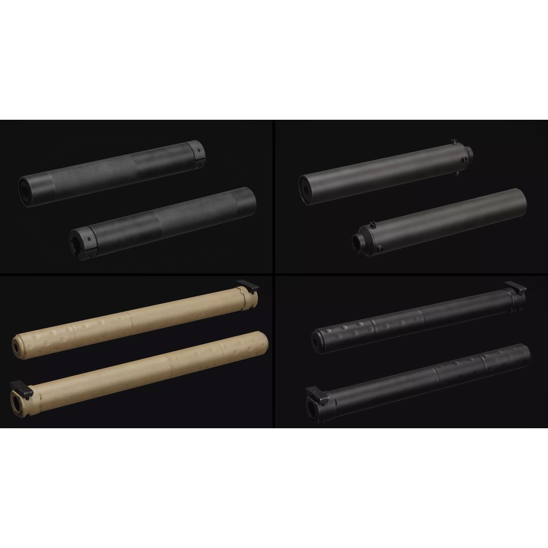Weapon Muzzle 3D Model – Low Poly Suppressor Pack, FBX & OBJ - View 11