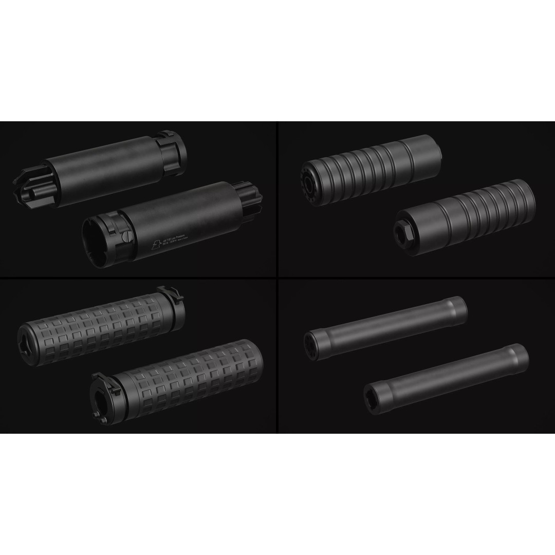 Weapon Muzzle 3D Model – Low Poly Suppressor Pack, FBX & OBJ - View 15