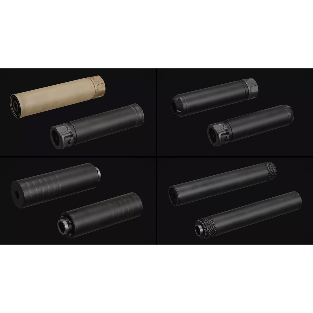 Weapon Muzzle 3D Model – Low Poly Suppressor Pack, FBX & OBJ - View 17