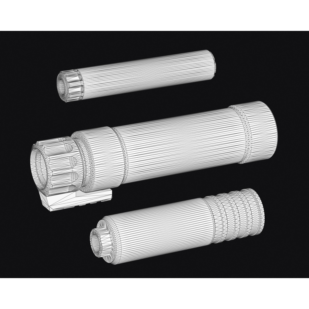 Weapon Muzzle 3D Model – Low Poly Suppressor Pack, FBX & OBJ - View 21