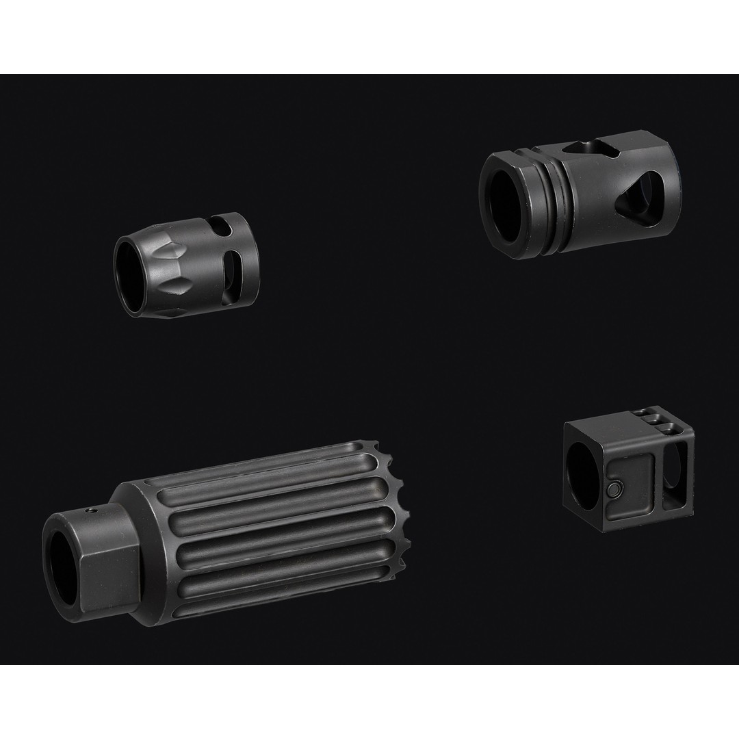 Weapon Muzzle 3D Model – Low Poly Suppressor Pack, FBX & OBJ - View 4