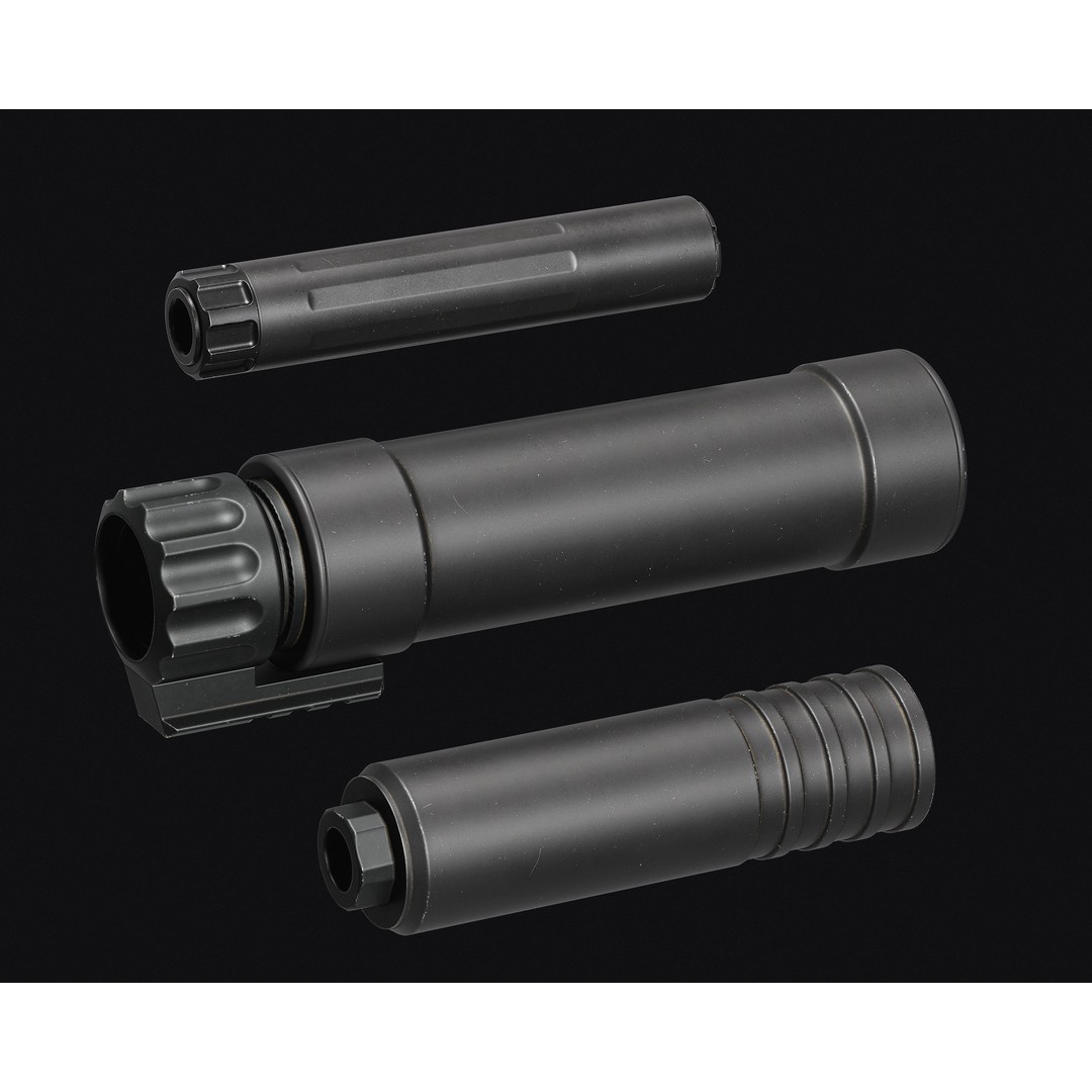 Weapon Muzzle 3D Model – Low Poly Suppressor Pack, FBX & OBJ - View 5