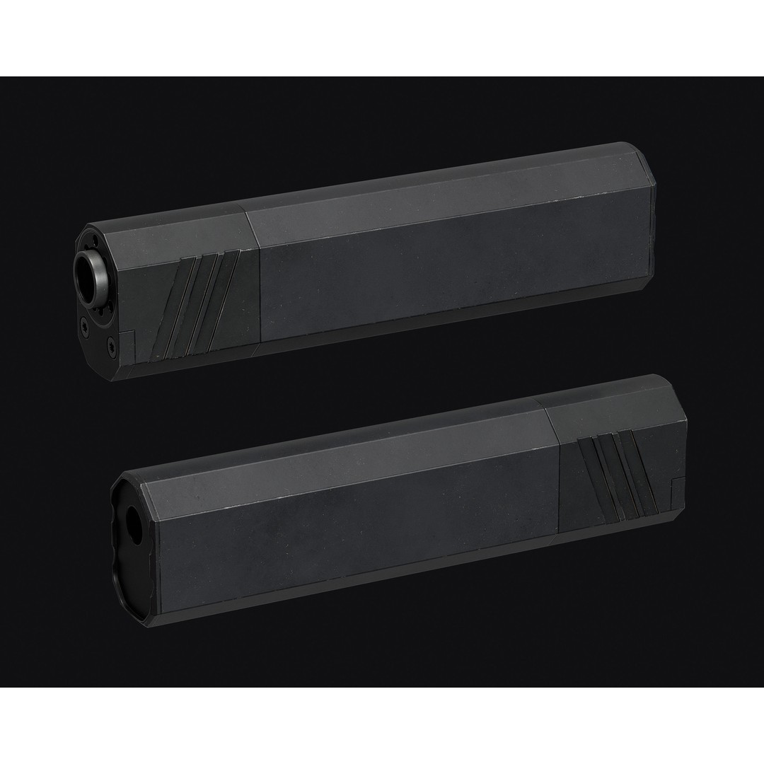 Weapon Muzzle 3D Model – Low Poly Suppressor Pack, FBX & OBJ - View 8