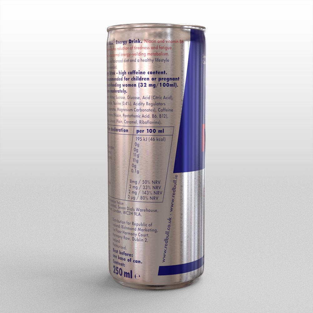 Red Bull Can 250ml - High-Detail 3D Model - View 7