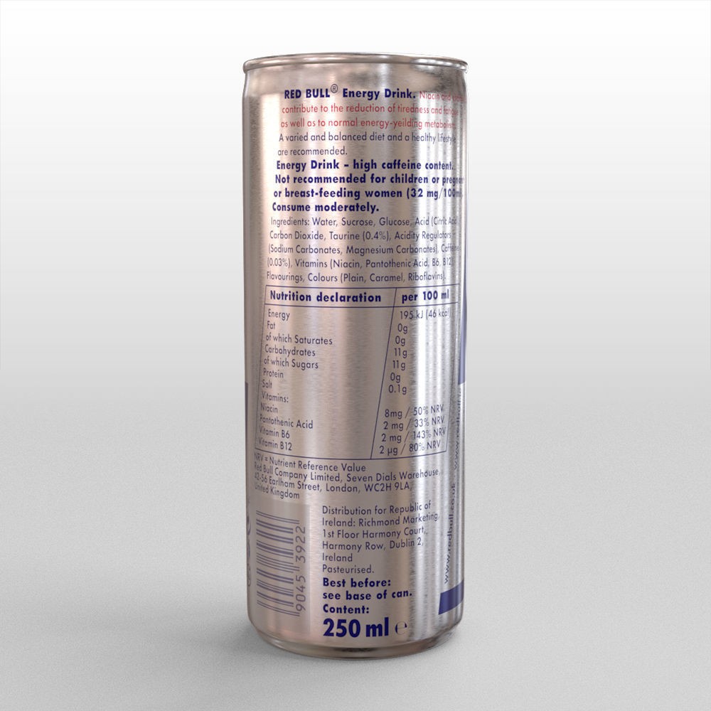 Red Bull Can 250ml - High-Detail 3D Model - View 8