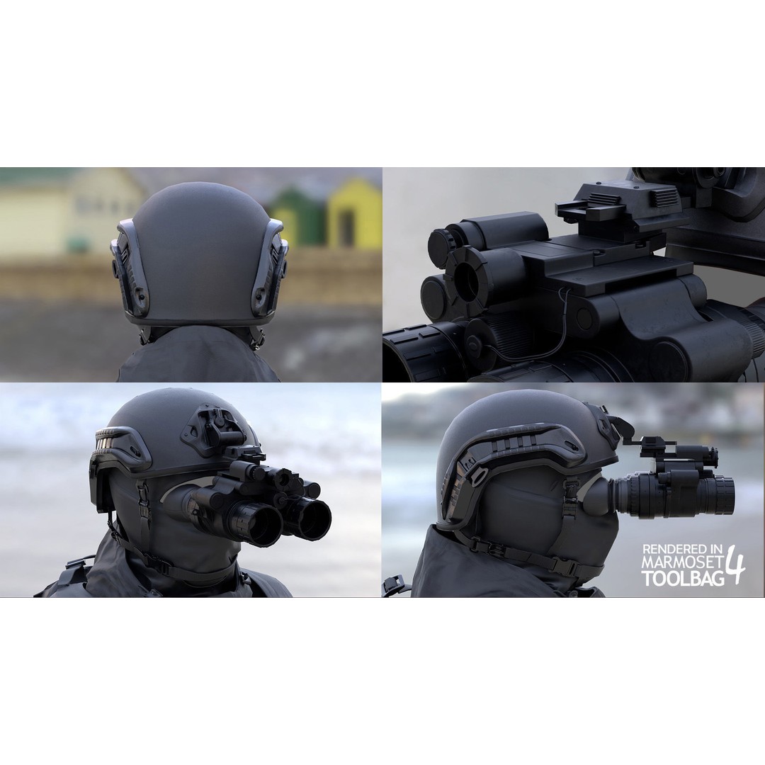 Male Military Outfit 3D Model – Low Poly Rigged Character for Games
