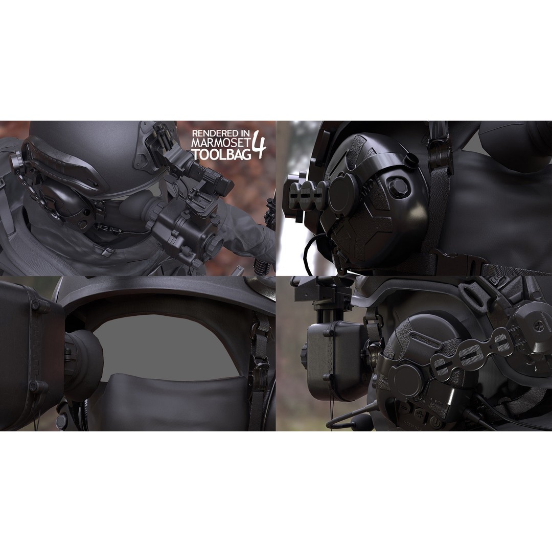 Male Military Outfit 3D Model – Low Poly Rigged Character for Games - View 10