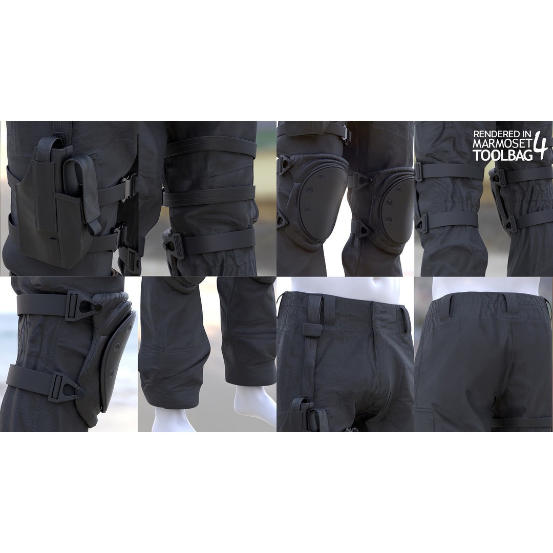 Male Military Outfit 3D Model – Low Poly Rigged Character for Games - View 14