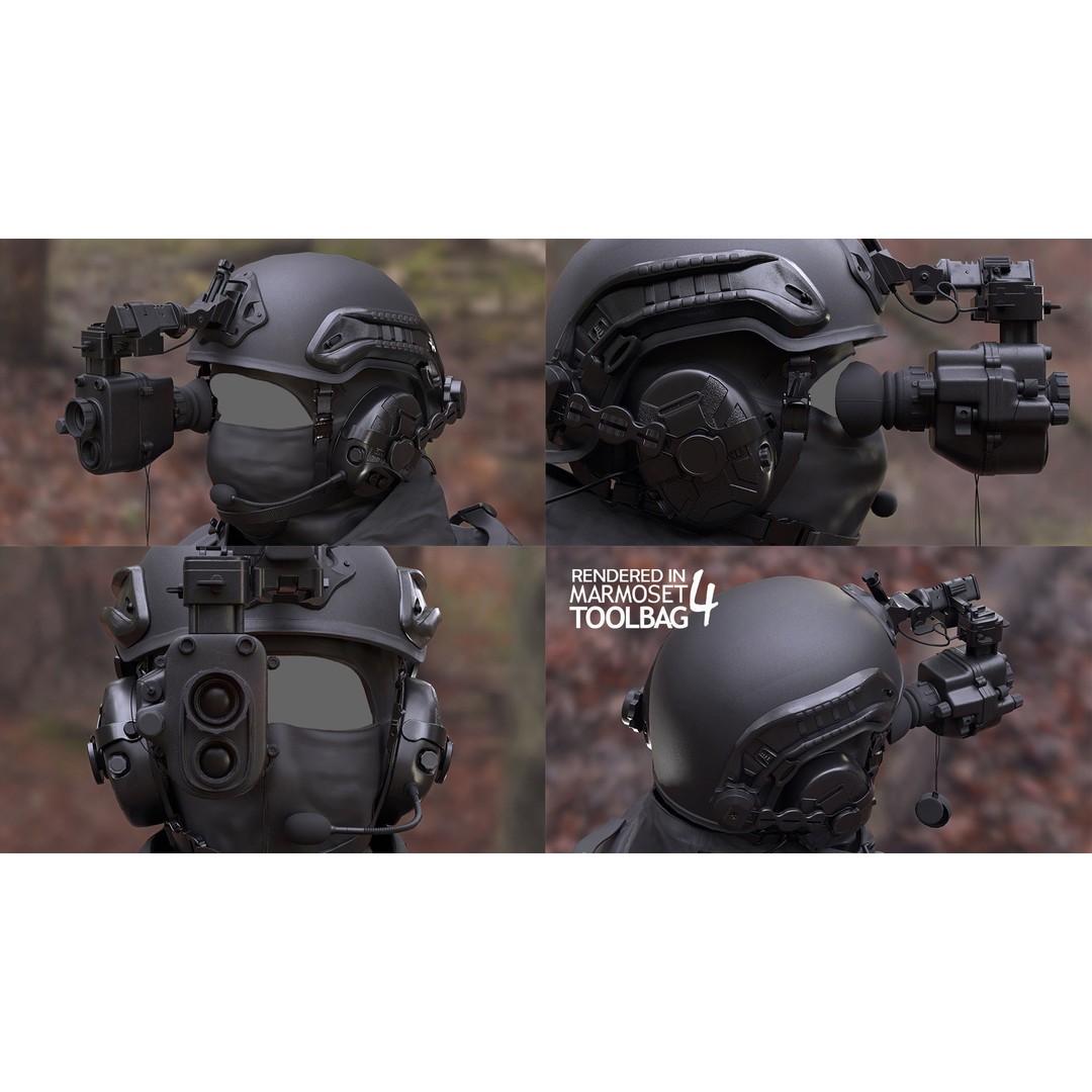 Male Military Outfit 3D Model – Low Poly Rigged Character for Games - View 8