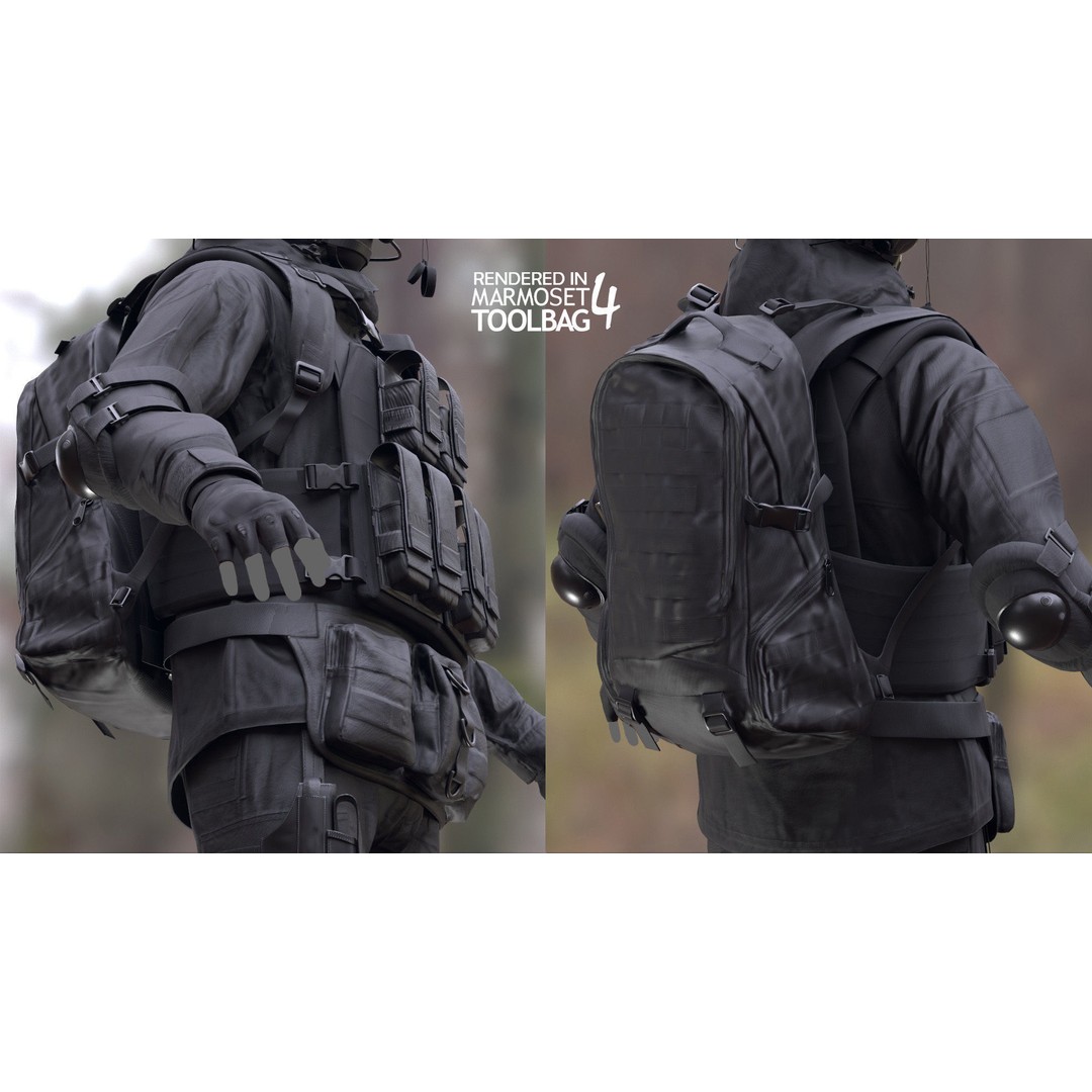 Male Military Outfit 3D Model – Low Poly Rigged Character for Games - View 9