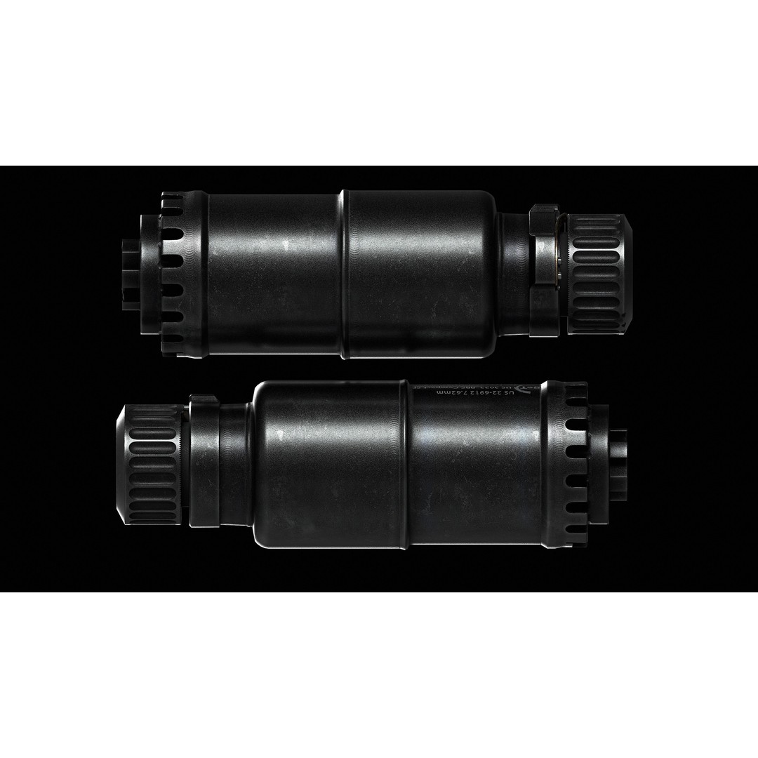 B&T RBS 762 Compact SF Suppressor 3D Model – Low Poly Game Asset, FBX - View 8