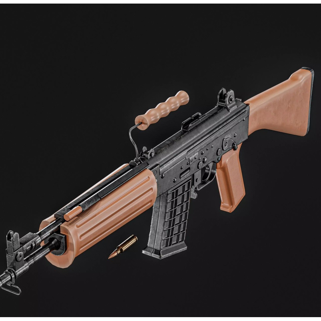INSAS Rifles Pack 3D Model – Low Poly Game Asset, PBR Textures - View 10