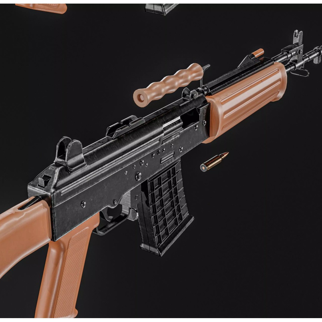 INSAS Rifles Pack 3D Model – Low Poly Game Asset, PBR Textures - View 13