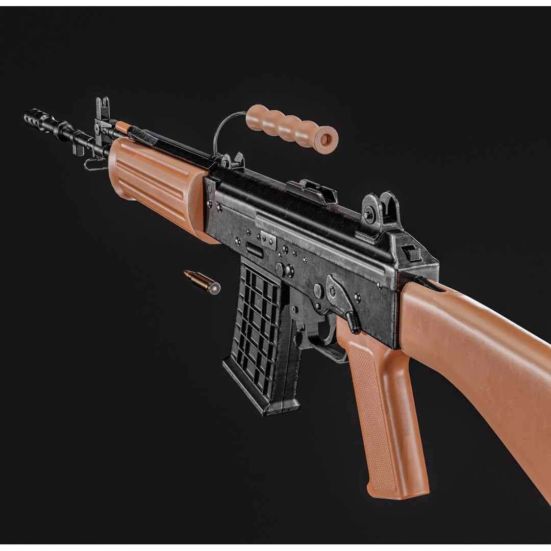 INSAS Rifles Pack 3D Model – Low Poly Game Asset, PBR Textures - View 16