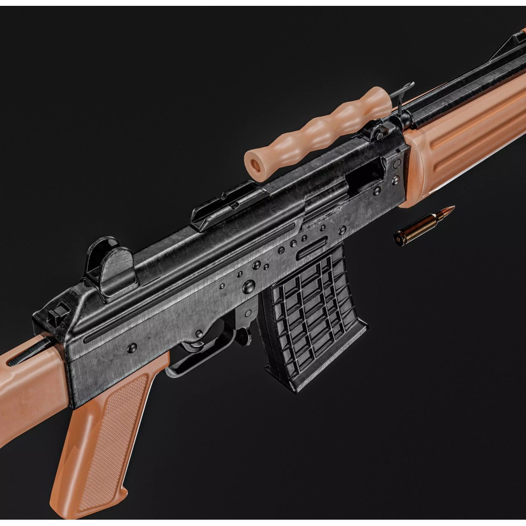 INSAS Rifles Pack 3D Model – Low Poly Game Asset, PBR Textures - View 17