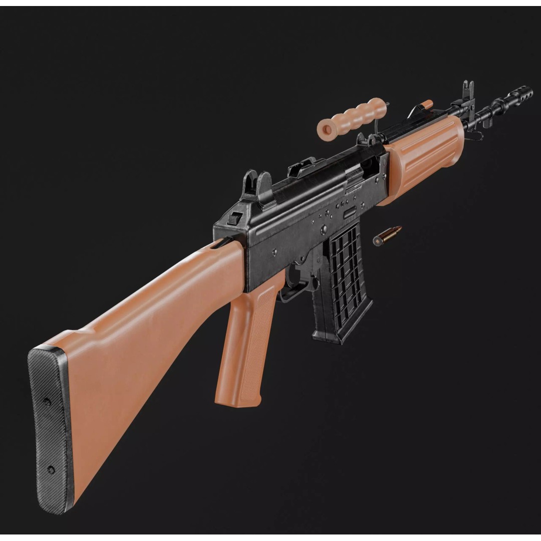 INSAS Rifles Pack 3D Model – Low Poly Game Asset, PBR Textures - View 18