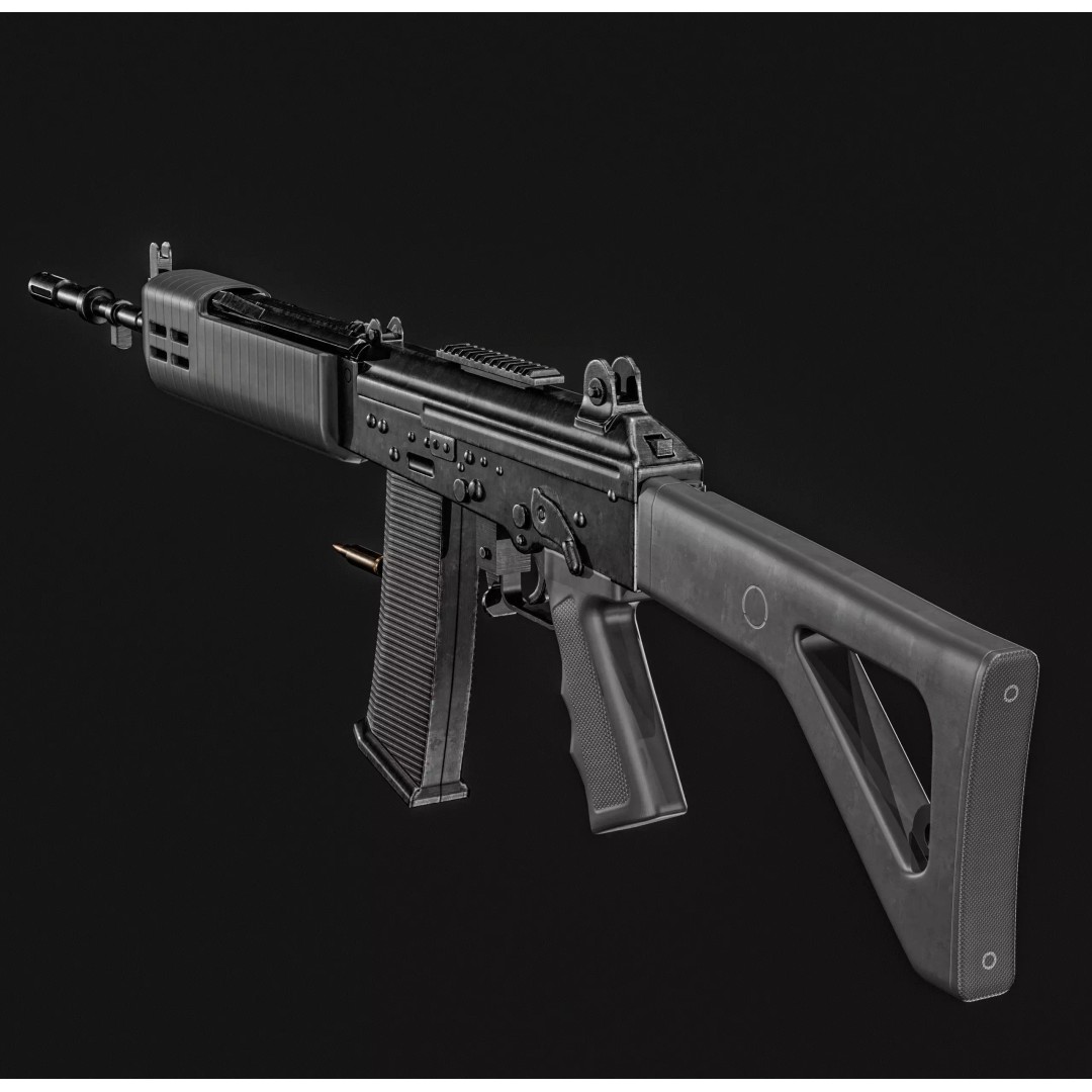 INSAS Rifles Pack 3D Model – Low Poly Game Asset, PBR Textures - View 19