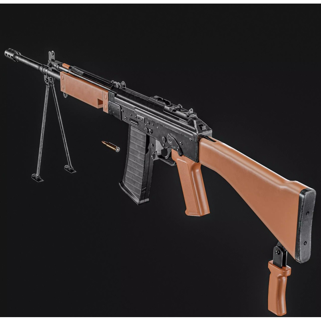 INSAS Rifles Pack 3D Model – Low Poly Game Asset, PBR Textures - View 22
