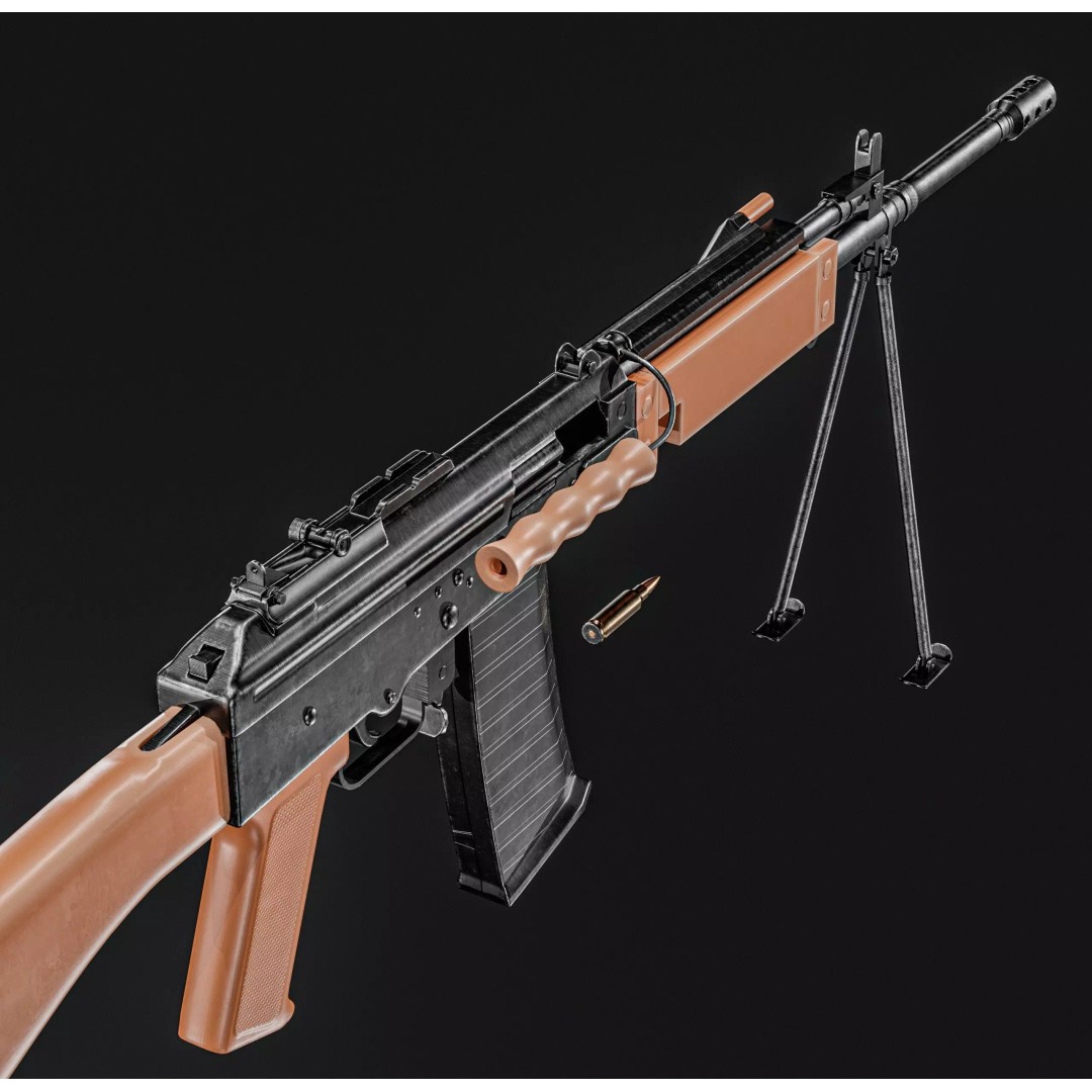 INSAS Rifles Pack 3D Model – Low Poly Game Asset, PBR Textures - View 24