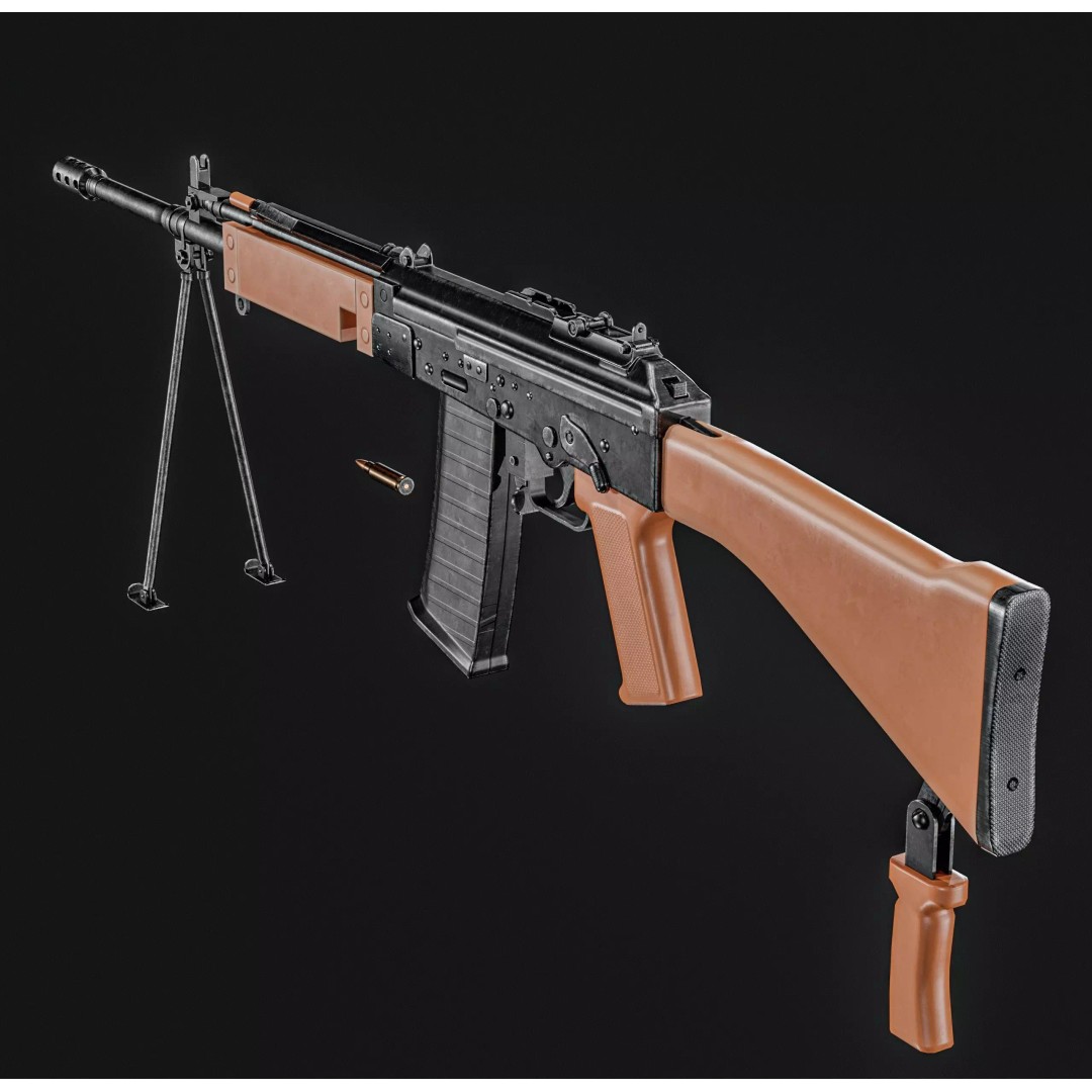 INSAS Rifles Pack 3D Model – Low Poly Game Asset, PBR Textures - View 25