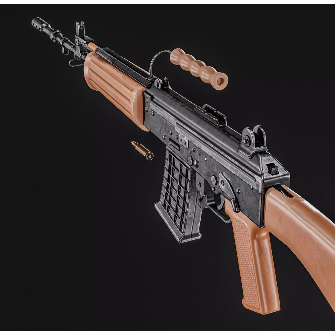 INSAS Rifles Pack 3D Model – Low Poly Game Asset, PBR Textures - View 26