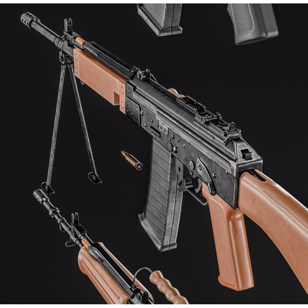 INSAS Rifles Pack 3D Model – Low Poly Game Asset, PBR Textures - View 27
