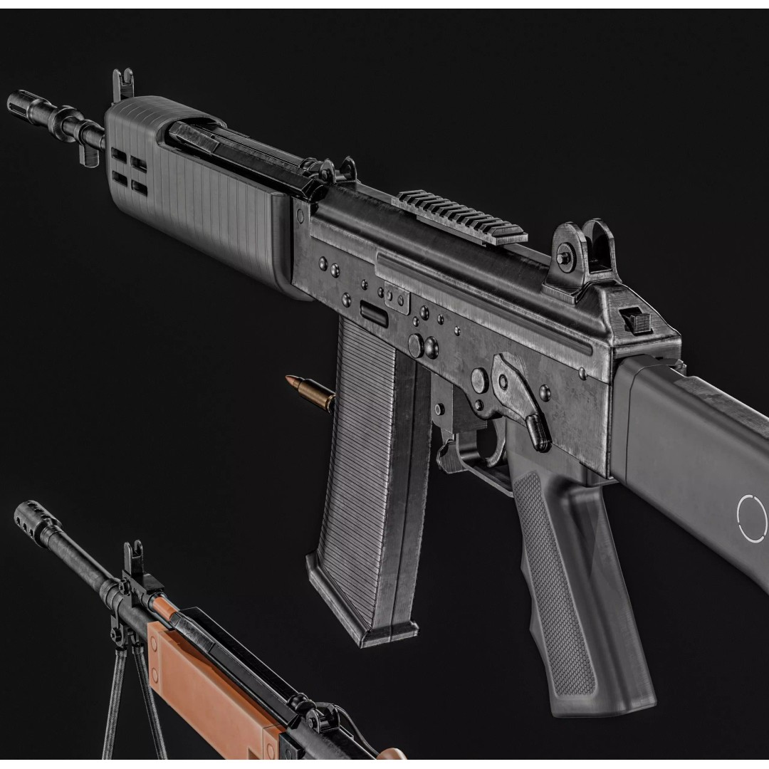 INSAS Rifles Pack 3D Model – Low Poly Game Asset, PBR Textures - View 28