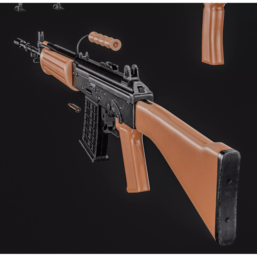 INSAS Rifles Pack 3D Model – Low Poly Game Asset, PBR Textures - View 29