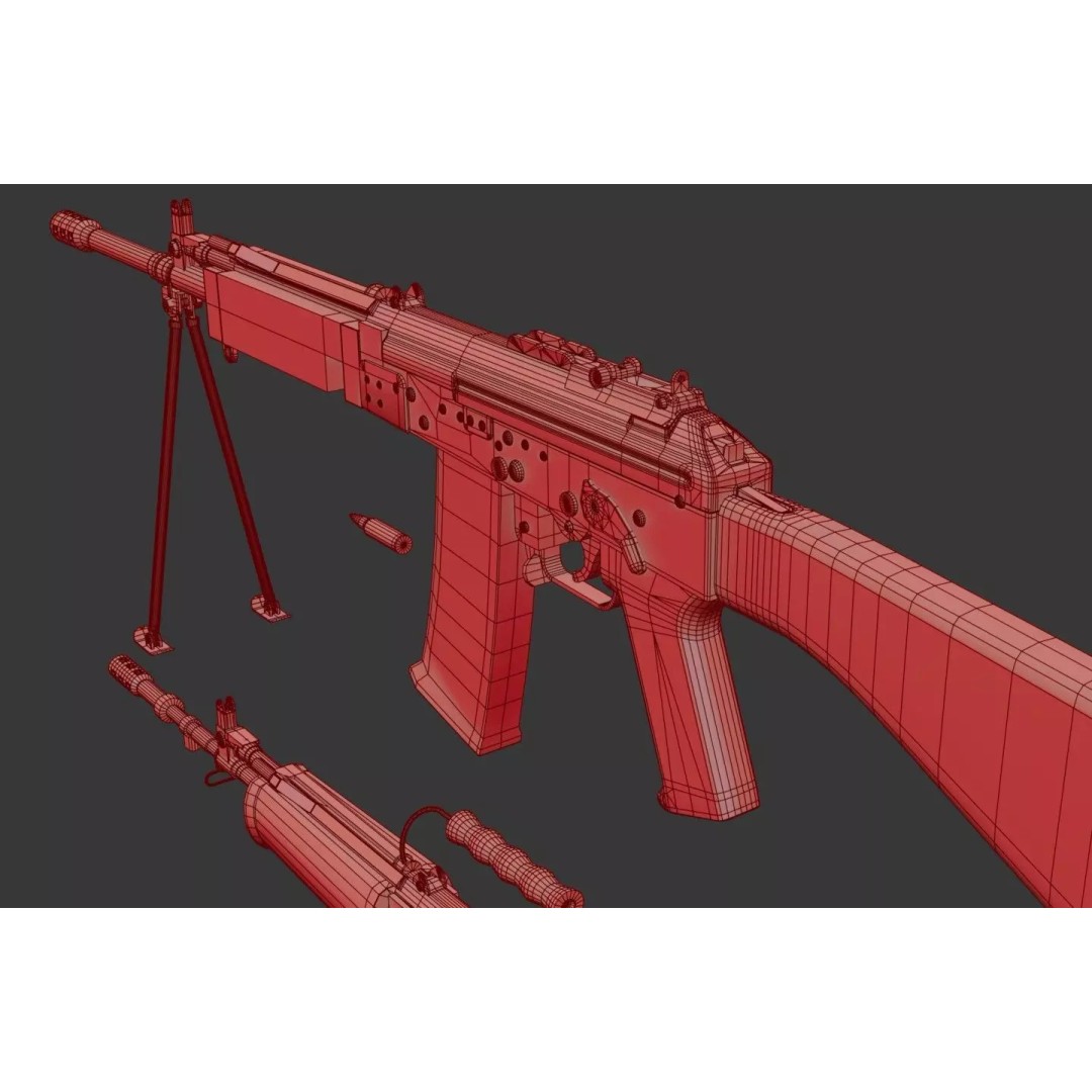 INSAS Rifles Pack 3D Model – Low Poly Game Asset, PBR Textures - View 37