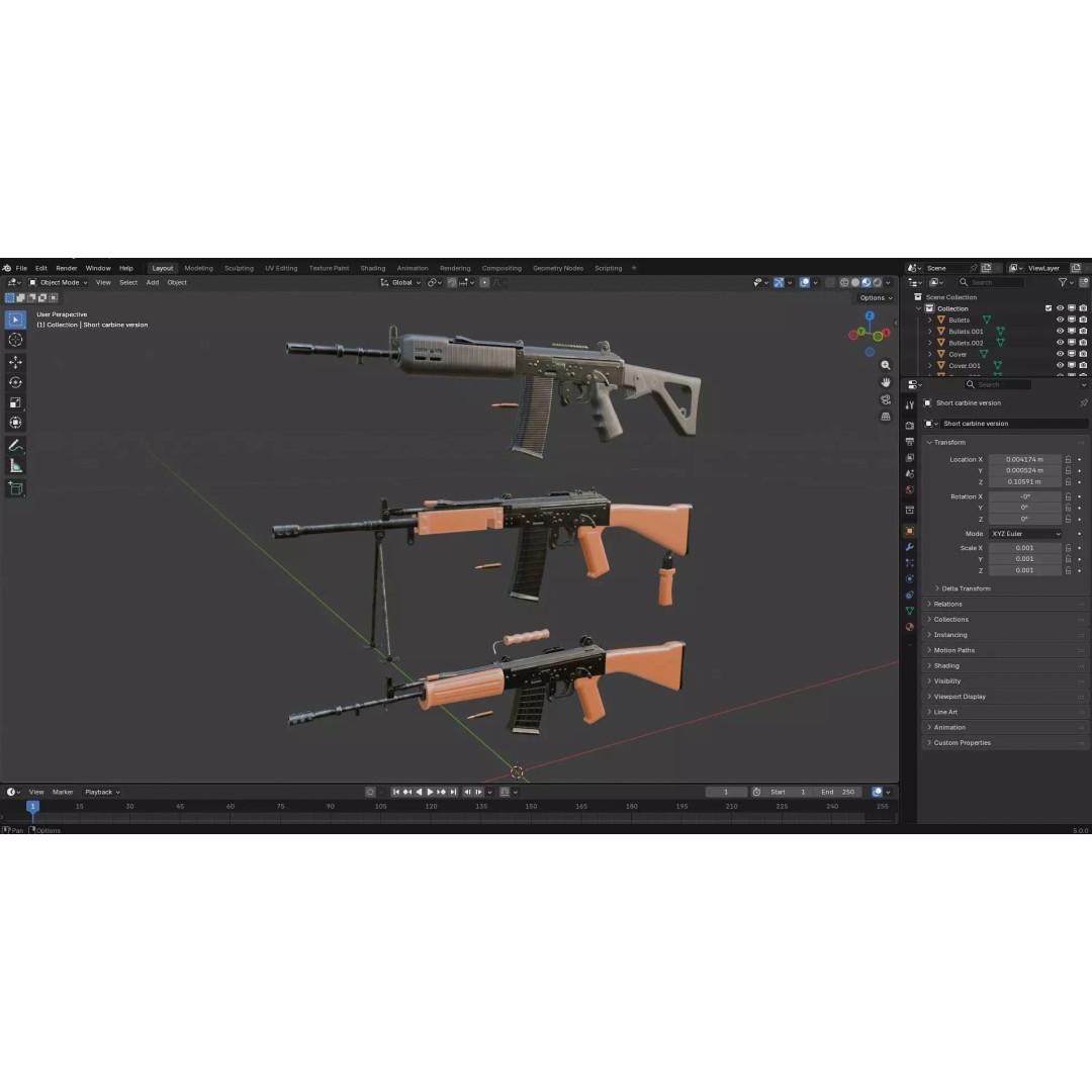 INSAS Rifles Pack 3D Model – Low Poly Game Asset, PBR Textures - View 38