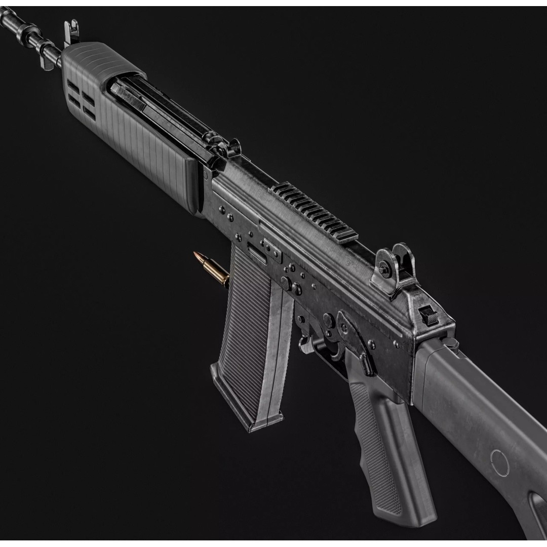 INSAS Rifles Pack 3D Model – Low Poly Game Asset, PBR Textures - View 4