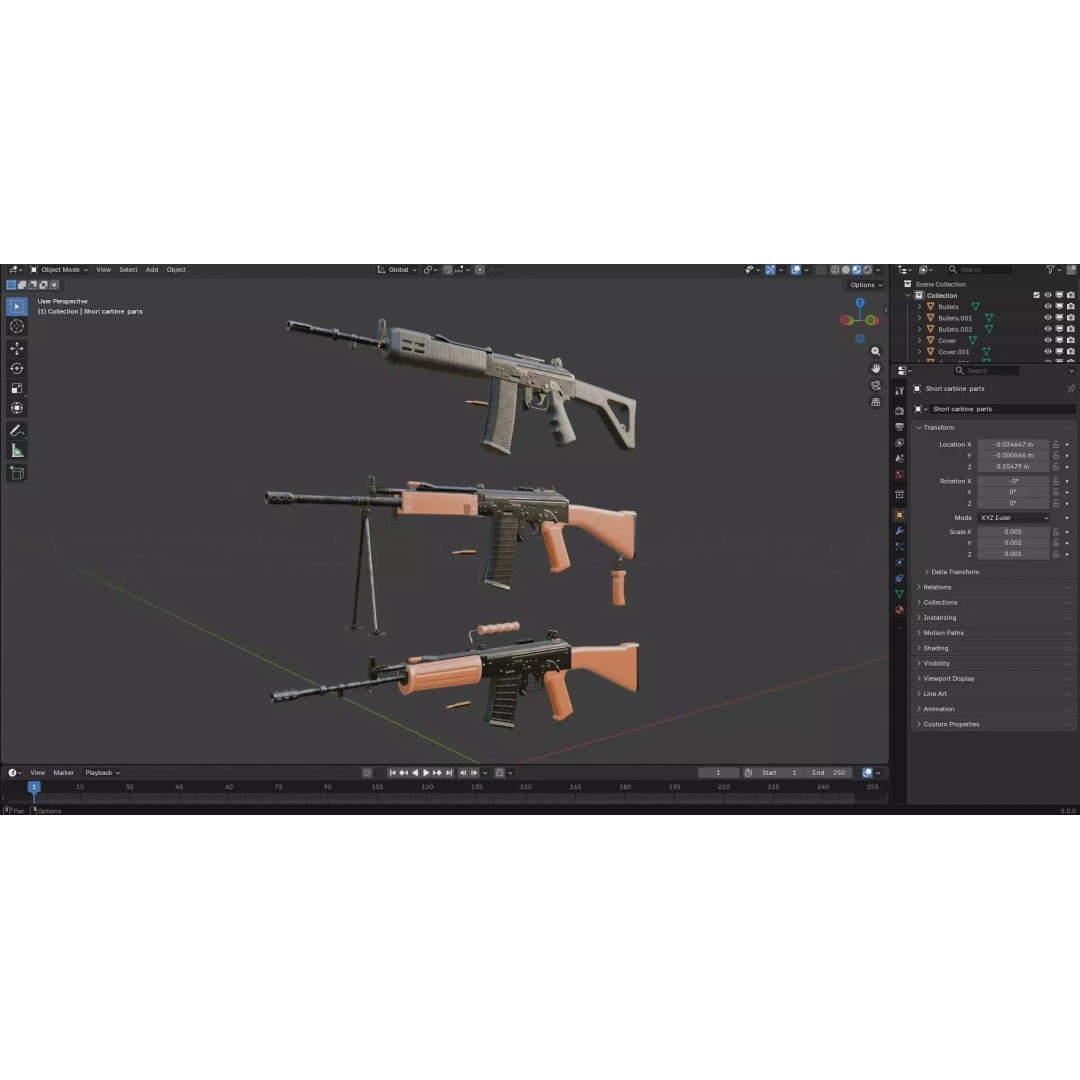 INSAS Rifles Pack 3D Model – Low Poly Game Asset, PBR Textures - View 40