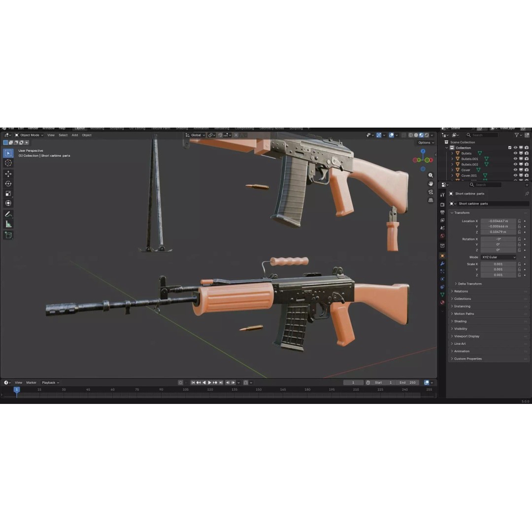 INSAS Rifles Pack 3D Model – Low Poly Game Asset, PBR Textures - View 41