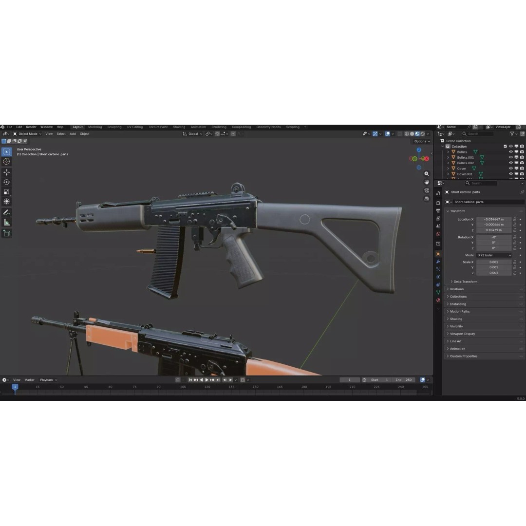 INSAS Rifles Pack 3D Model – Low Poly Game Asset, PBR Textures - View 42