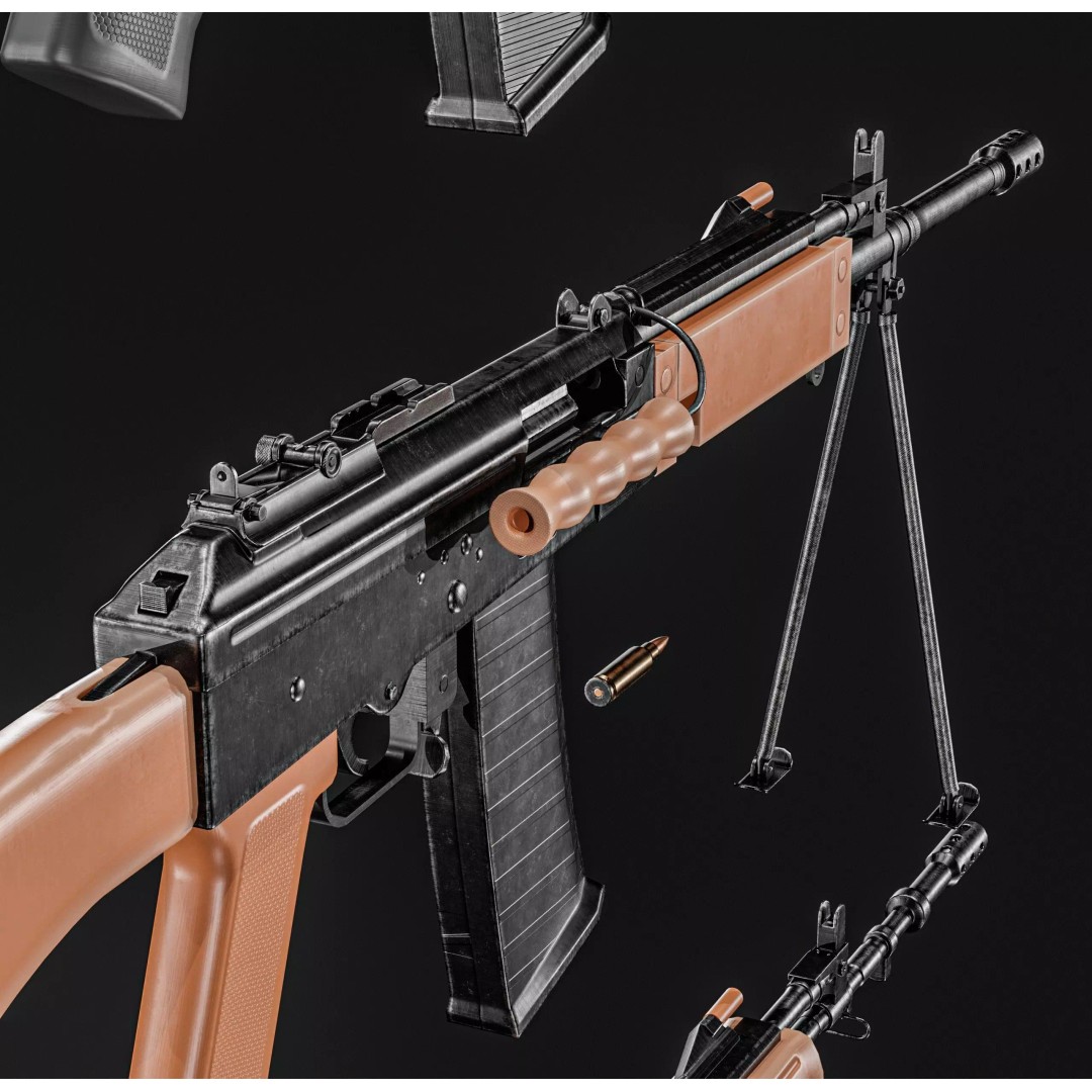 INSAS Rifles Pack 3D Model – Low Poly Game Asset, PBR Textures - View 5