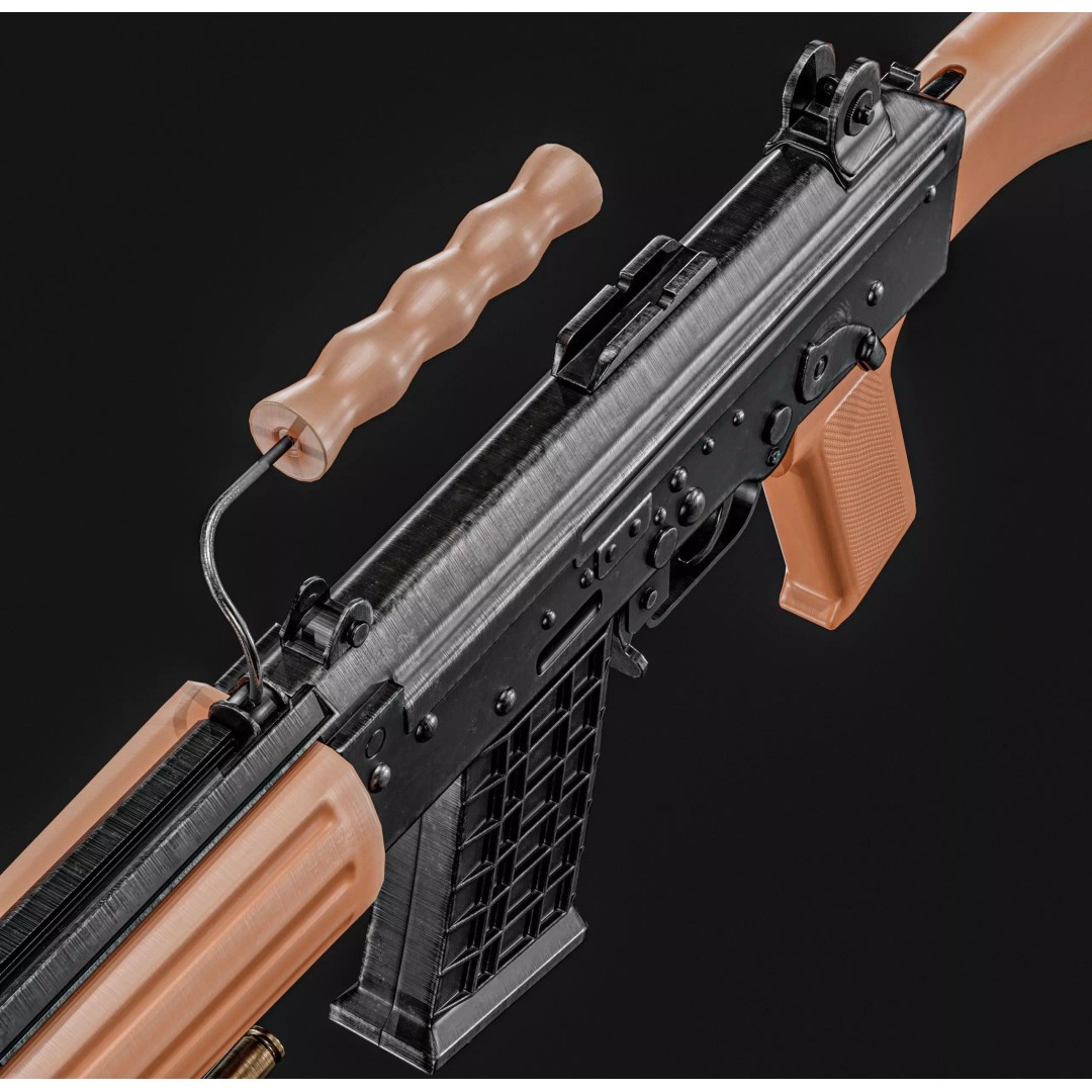 INSAS Rifles Pack 3D Model – Low Poly Game Asset, PBR Textures - View 9
