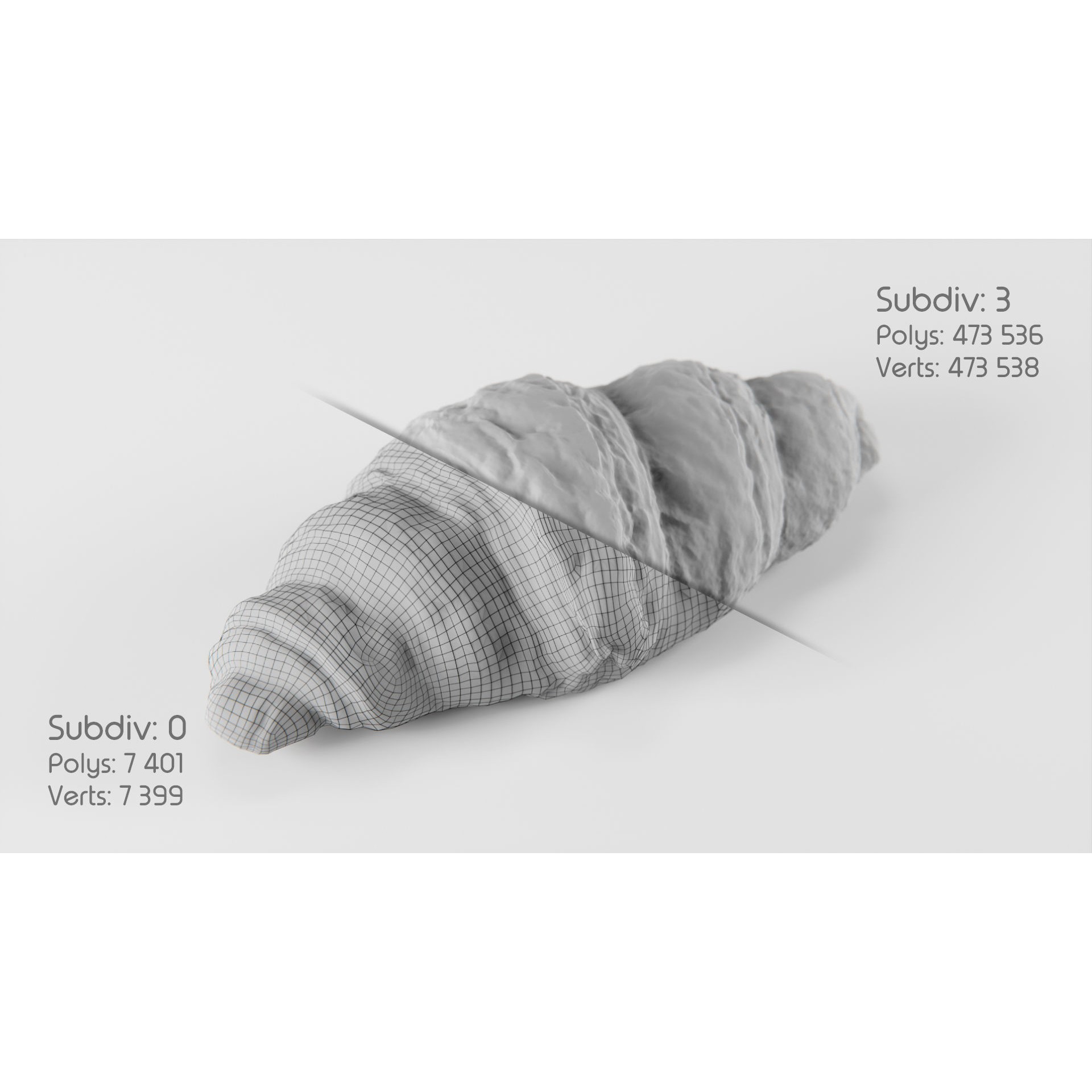 Croissant - Low-Poly Game-Ready 3D Model - View 5