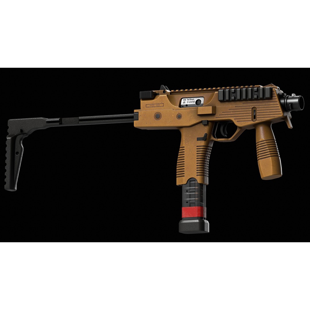 Brugger & Thomet MP9 V1 3D Model – Low Poly Game Ready Asset, FBX & OBJ - View 10