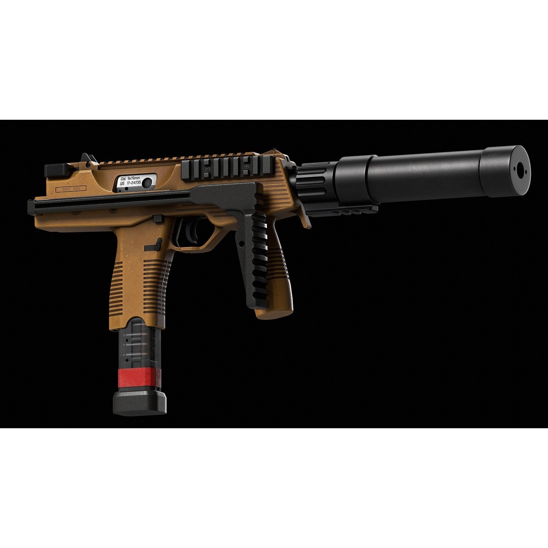 Brugger & Thomet MP9 V1 3D Model – Low Poly Game Ready Asset, FBX & OBJ - View 11