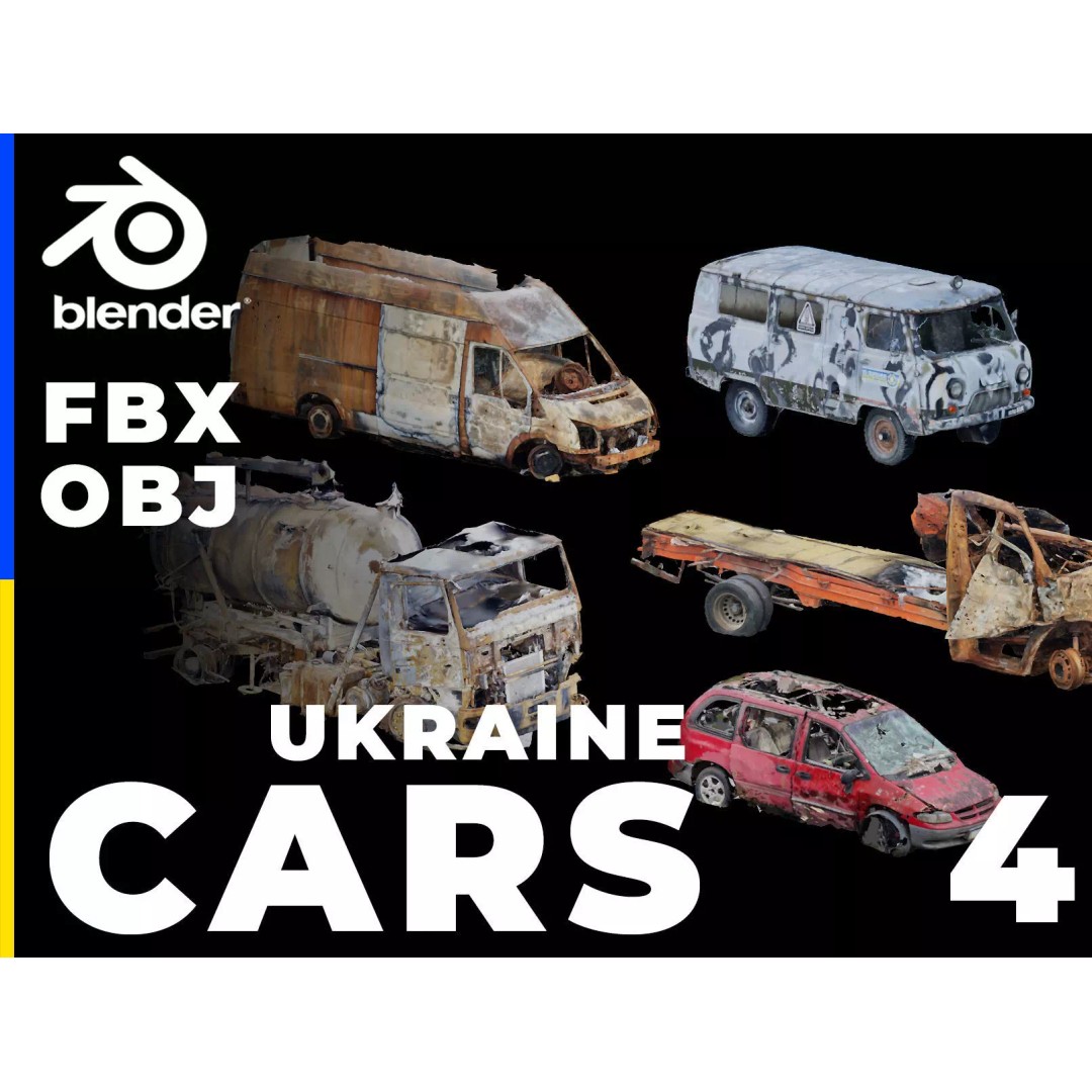 Ukrainian War Cars 3D Model – Low Poly Vehicle Set, FBX & Blender - View 2
