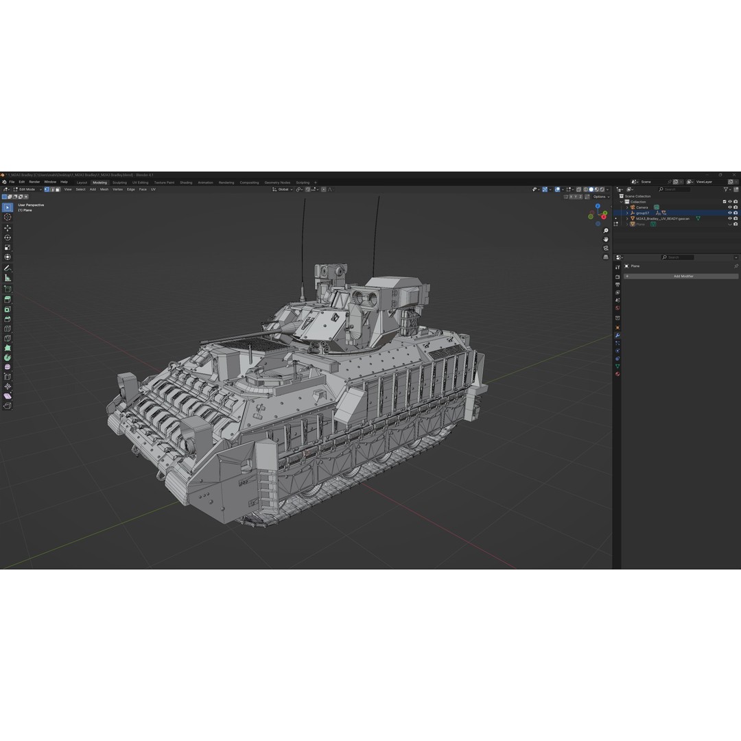 M2A3 Bradley 3D Model – Low Poly Military Vehicle, PBR Textures