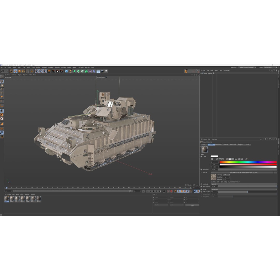 M2A3 Bradley 3D Model – Low Poly Military Vehicle, PBR Textures - View 11