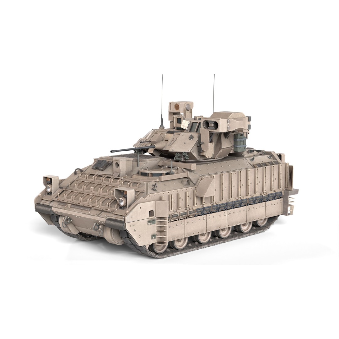 M2A3 Bradley 3D Model – Low Poly Military Vehicle, PBR Textures - View 3