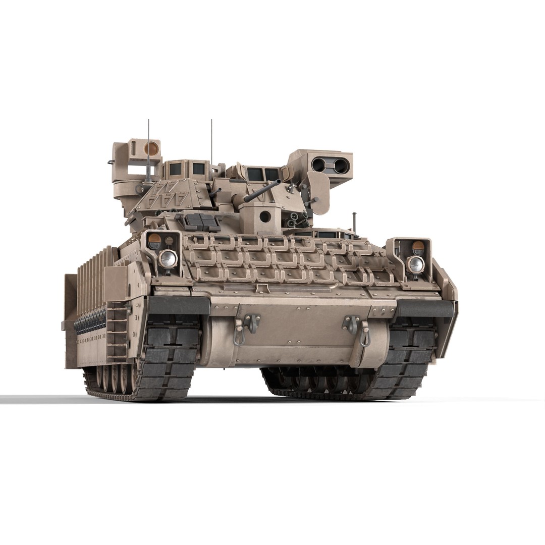 M2A3 Bradley 3D Model – Low Poly Military Vehicle, PBR Textures - View 6