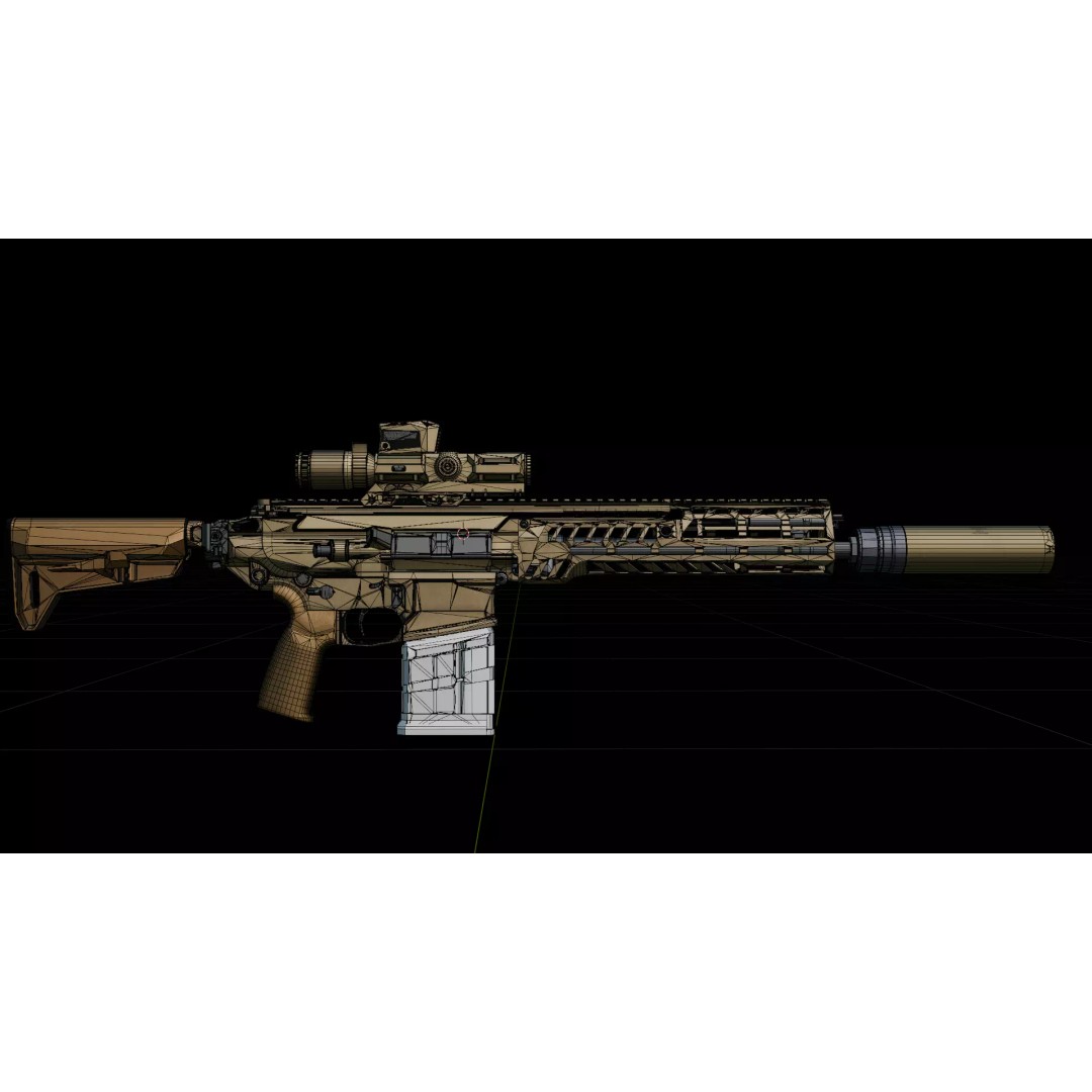 SIG MCX Spear 3D Model – Low-Poly Game Ready Weapon, FBX - View 9