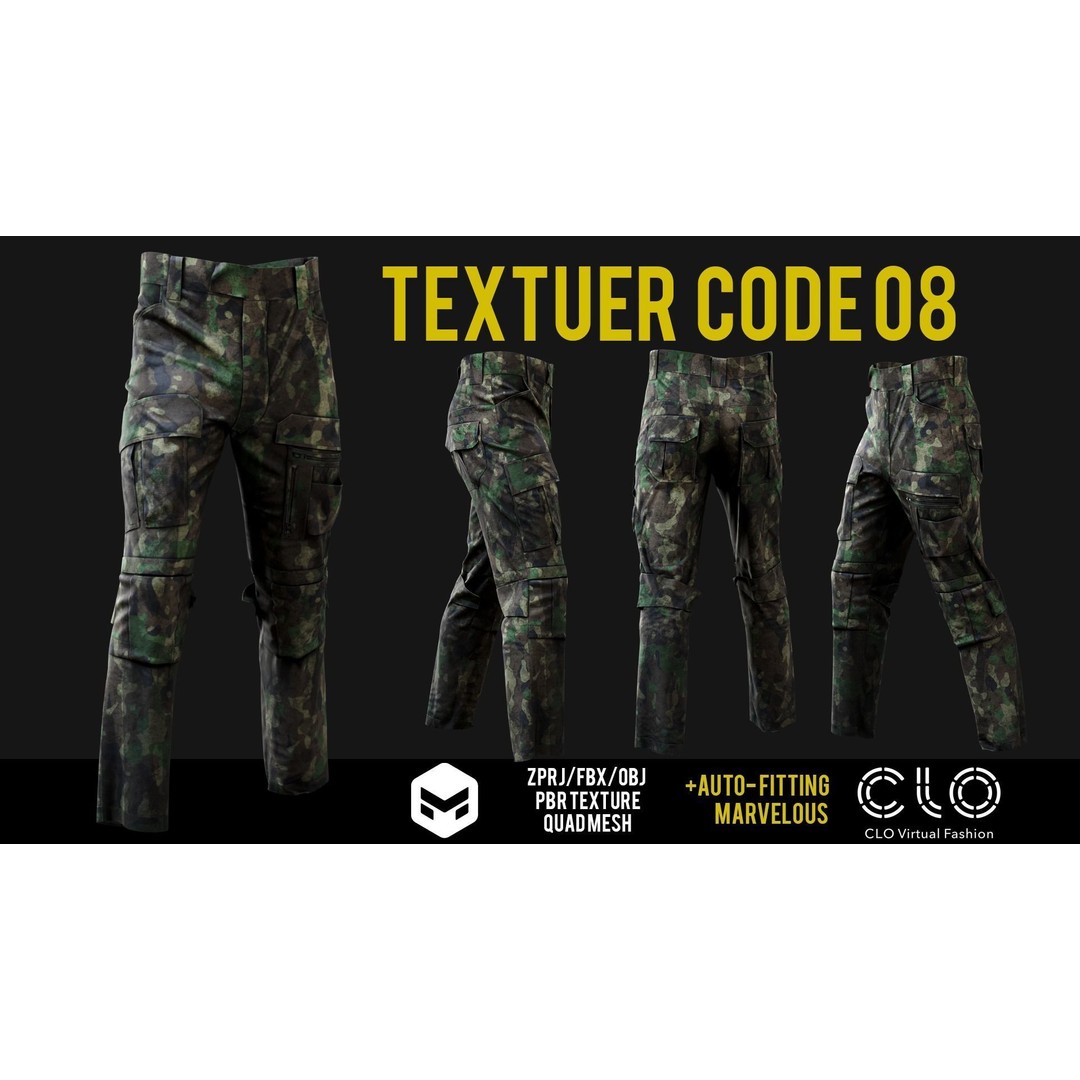 UF PRO Gen 2 Combat Pants 3D Model – Tactical Low-Poly Game Asset, FBX, OBJ - View 12
